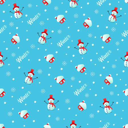 Illustration vector graphic of winter snowman seamless pattern. 
good for printing on fabric, linen, textile, kids clothesのイラスト素材