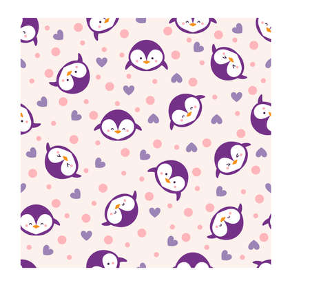 Illustration vector graphic of cute penguin seamless pattern. Good for printing on linen, fabric, textile.のイラスト素材