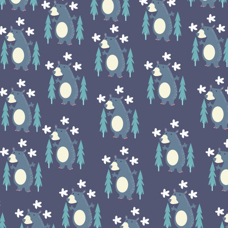 illustration graphic seamless pattern abstract cute happy bear cartoon premium vectorのイラスト素材