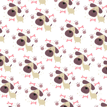 Illustration vector graphic seamless pattern cute dog premium vector
for kids and baby. Print on cloth, fabric, linen, textile and wallpaper backgroundのイラスト素材
