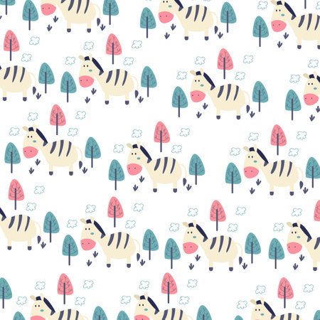 Illustration graphic seamless pattern cute zebra premium vector
for kids and baby. Print on cloth, fabric, linen, textile and wallpaper backgroundのイラスト素材