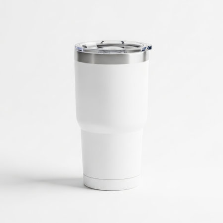 Modern white insulated tumbler with lidの素材