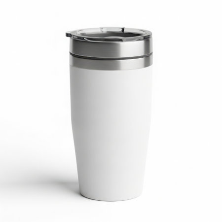 Sleek insulated white tumbler with stainless steel lidの素材