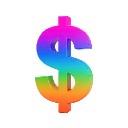 Vibrant rainbow dollar symbol representing finance and wealthの素材