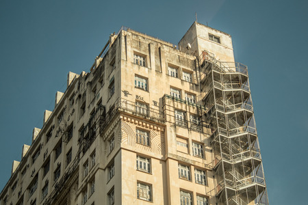 Rio de Janeiro, Brazil - January 02, 2019: Famous building "The Night" at Maua Square, downtown of Rio de Janeiro, with outdoor stairs. This construction is an icon of Brazilian Architecture from 1929.のeditorial素材