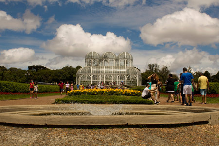 Curitiba, ParanÃ¡, Brazil - December 26, 2020: The architecture of the Curitiba Botanic Garden in Curitiba on a sunny day.のeditorial素材
