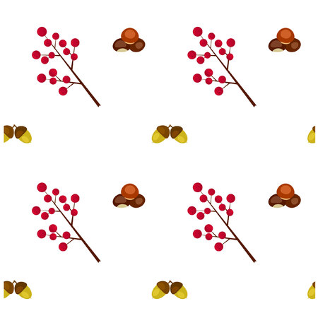 Pattern Autumn Chestnut Berry and Acornのイラスト素材