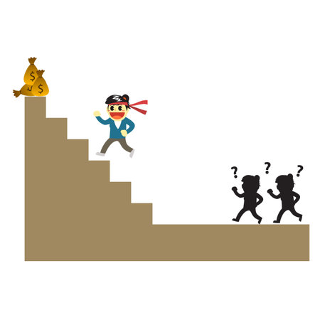 Officewomen cartoon and run to the peakのイラスト素材