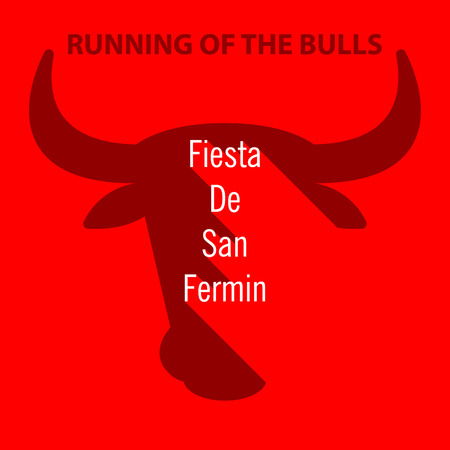 Festival running of the bulls in Spain design illustration (Fiesta de san fermin)のイラスト素材