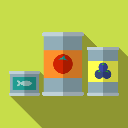 Flat icon camping equipment set illustration of food in canのイラスト素材