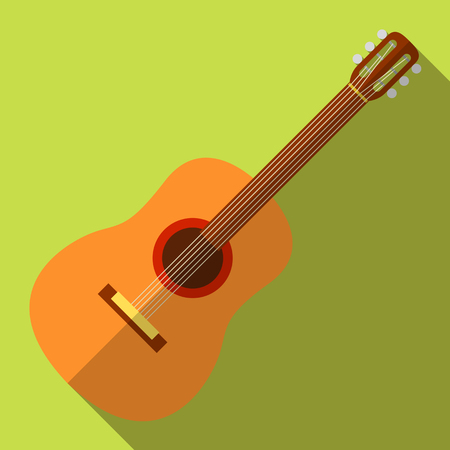 Flat icon camping equipment set illustration of guitarのイラスト素材
