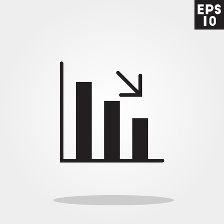 Down chart icon in trendy flat style isolated on grey background.のイラスト素材