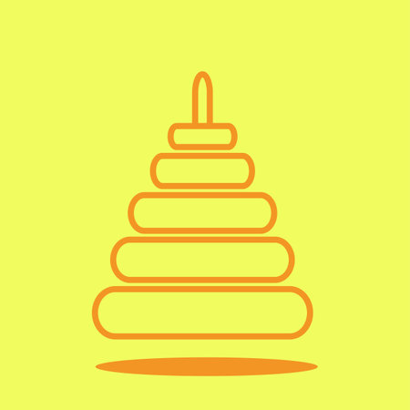 Baby toys pyramid cute icon in trendy flat style isolated on color background. Baby symbol for your design, UI.のイラスト素材