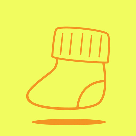 Cute socks for baby cute icon in trendy flat style isolated on color background. Baby symbol for your design, UI.のイラスト素材