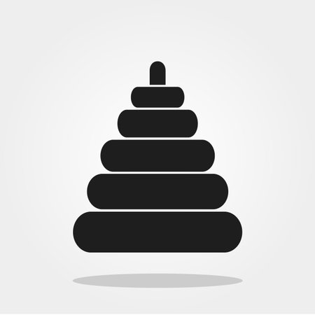Baby toys pyramid cute icon in trendy flat style isolated on color background. Baby symbol for your design, UI.のイラスト素材