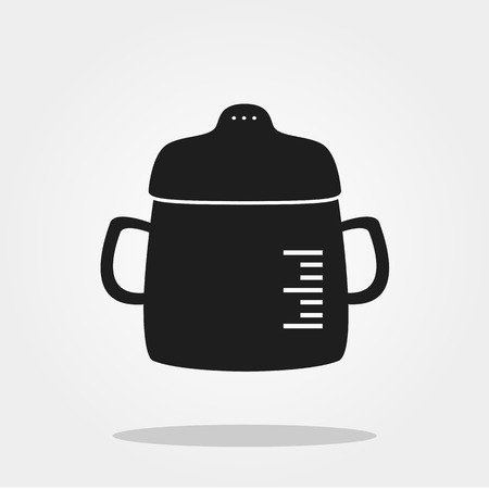 Bottle baby cute icon in trendy flat style isolated on color background. Baby symbol for your design, UI.のイラスト素材
