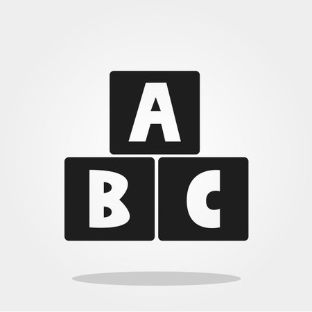 Alphabet block baby toys cute icon in trendy flat style isolated on color background. Baby symbol for your design, UI.のイラスト素材