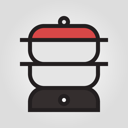 Double boiler icon in trendy flat style isolated on grey background.のイラスト素材