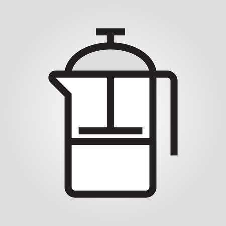 French press icon in trendy flat style isolated on grey background.のイラスト素材