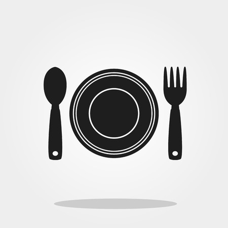 Plate spoon fork icon in trendy flat style.のイラスト素材