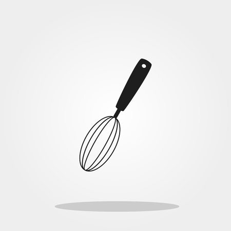 Hand whisk utensil cute icon in trendy flat style isolated on color background. Kitchenware symbol for your design, logo, UI. Vector illustration, EPS10.のイラスト素材