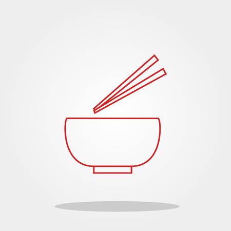 Bowl and chopstick cute icon in trendy flat style isolated on color background. Kitchenware symbol for your design, logo, UI. Vector illustration, EPS10.のイラスト素材