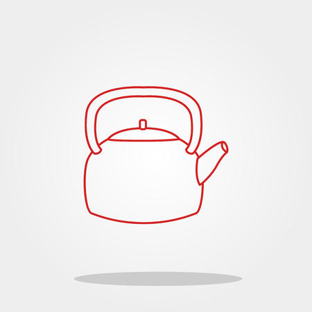 Kettle cute icon in trendy flat style isolated on color background. Kitchenware symbol for your designのイラスト素材