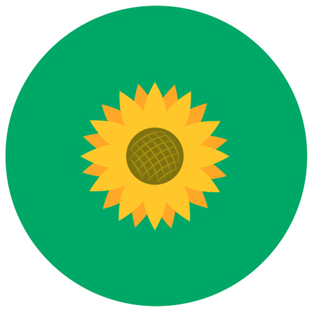 Sunflower cute icon in trendy flat style isolated on color background. Thanksgiving symbol for your designのイラスト素材