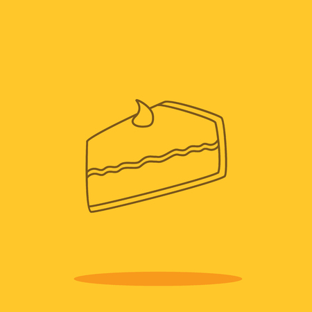 Pumpkin pie slice cute icon in trendy flat style isolated on color background. Thanksgiving symbol for your designのイラスト素材