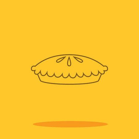 Pumpkin pie cute icon in trendy flat style isolated on color background. Thanksgiving symbol for your designのイラスト素材