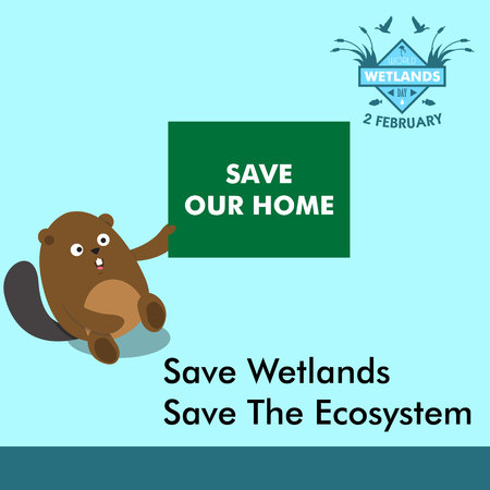 World wetlands day cartoon design illustration, campaign asset for use on social mediaのイラスト素材