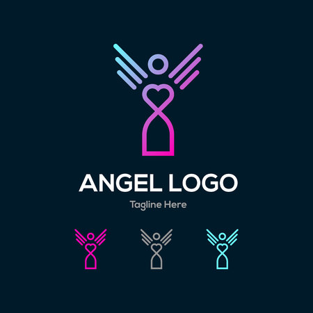 Humanity angel lowercase flat logo design templateのイラスト素材