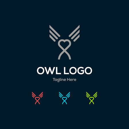 Humanity owl lowercase flat logo design templateのイラスト素材