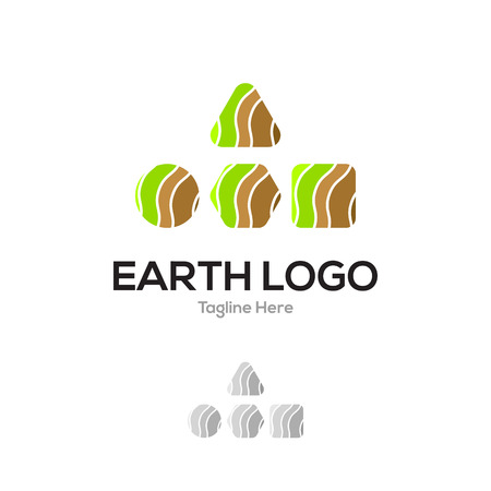 Earth eco green geometrical layer lowercase flat logo design templateのイラスト素材
