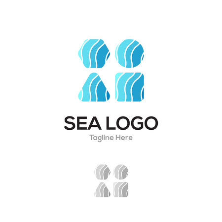 Sea geometrical layer lowercase flat logo design templateのイラスト素材