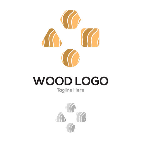 Wood geometrical layer lowercase flat logo design templateのイラスト素材