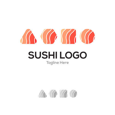 Sushi restaurant geometrical layer lowercase flat logo design templateのイラスト素材