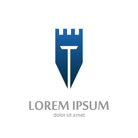 Knight tower lowercase flat logo design templateのイラスト素材