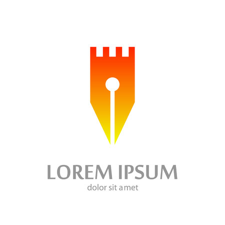 Pen knight tower lowercase flat logo design templateのイラスト素材