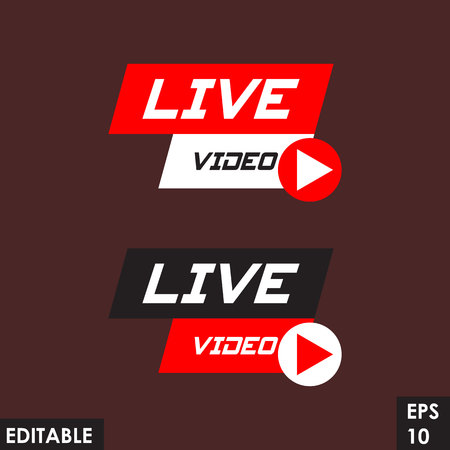 Trending material asset for online video at internet broadcasting, in flat vector design element with play button template green versionのイラスト素材