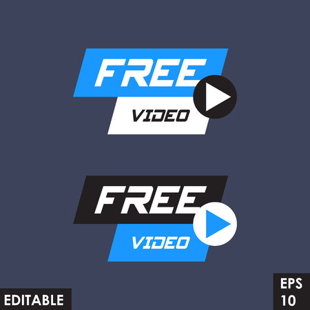 Trending material asset for online video at internet broadcasting, in flat vector design element with play button template green versionのイラスト素材
