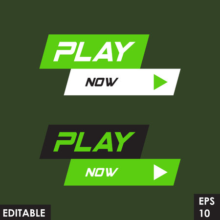 Trending material asset for online video at internet broadcasting, in flat vector design element with play button template green versionのイラスト素材