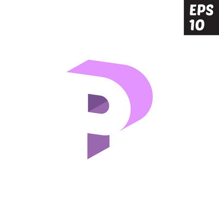 Initial letter P lowercase logo design template block violet purpleのイラスト素材
