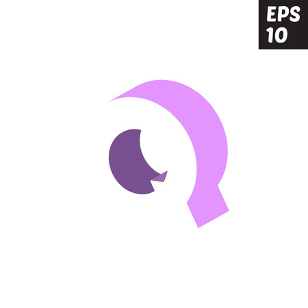 Initial letter Q lowercase logo design template block violet purpleのイラスト素材