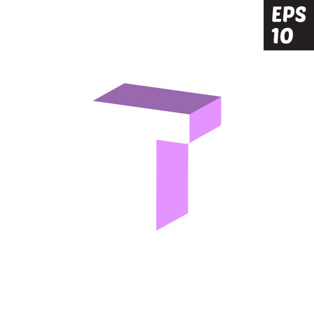 Initial letter T lowercase logo design template block violet purpleのイラスト素材