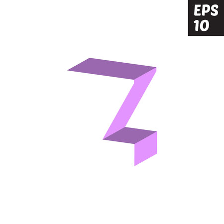 Initial letter Z lowercase logo design template block violet purpleのイラスト素材