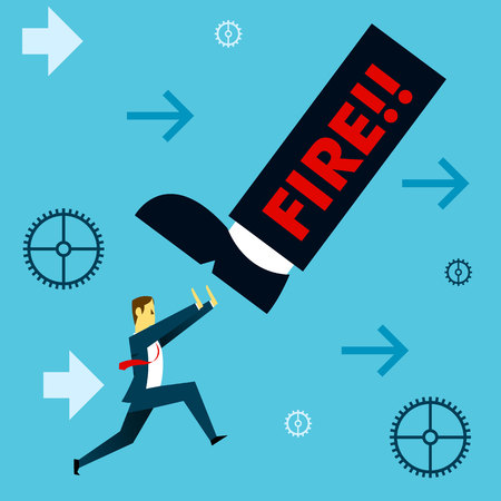 Standing survive. Businessman working withstand the threat of dismissal. Concept business vector illustration.のイラスト素材