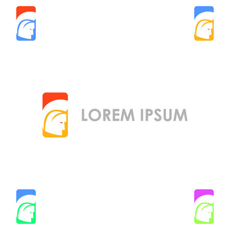 Spartan army lowercase flat logo design template. Colorful media icon. Vision Logotype concept idea.のイラスト素材