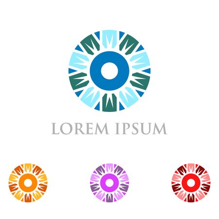Abstract circle lowercase flat logo design template. Colorful media icon. Vision Logotype concept idea.のイラスト素材