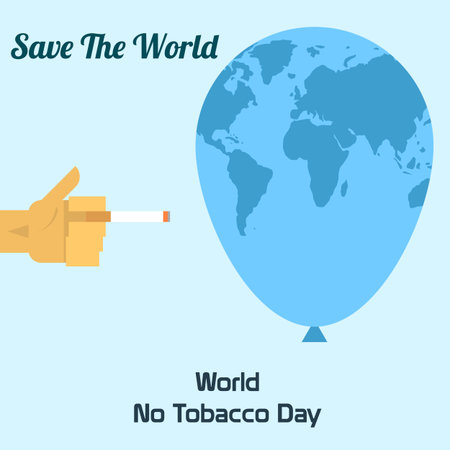 World no tobacco day celebation, sign for remembrance design illustration flat cute cartoon 31 may trend popularのイラスト素材